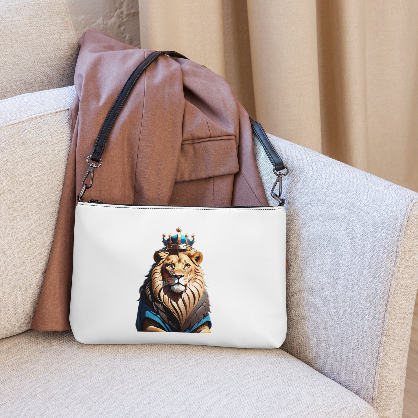 Crossbody bag - Lion with Blue Attire and Crown