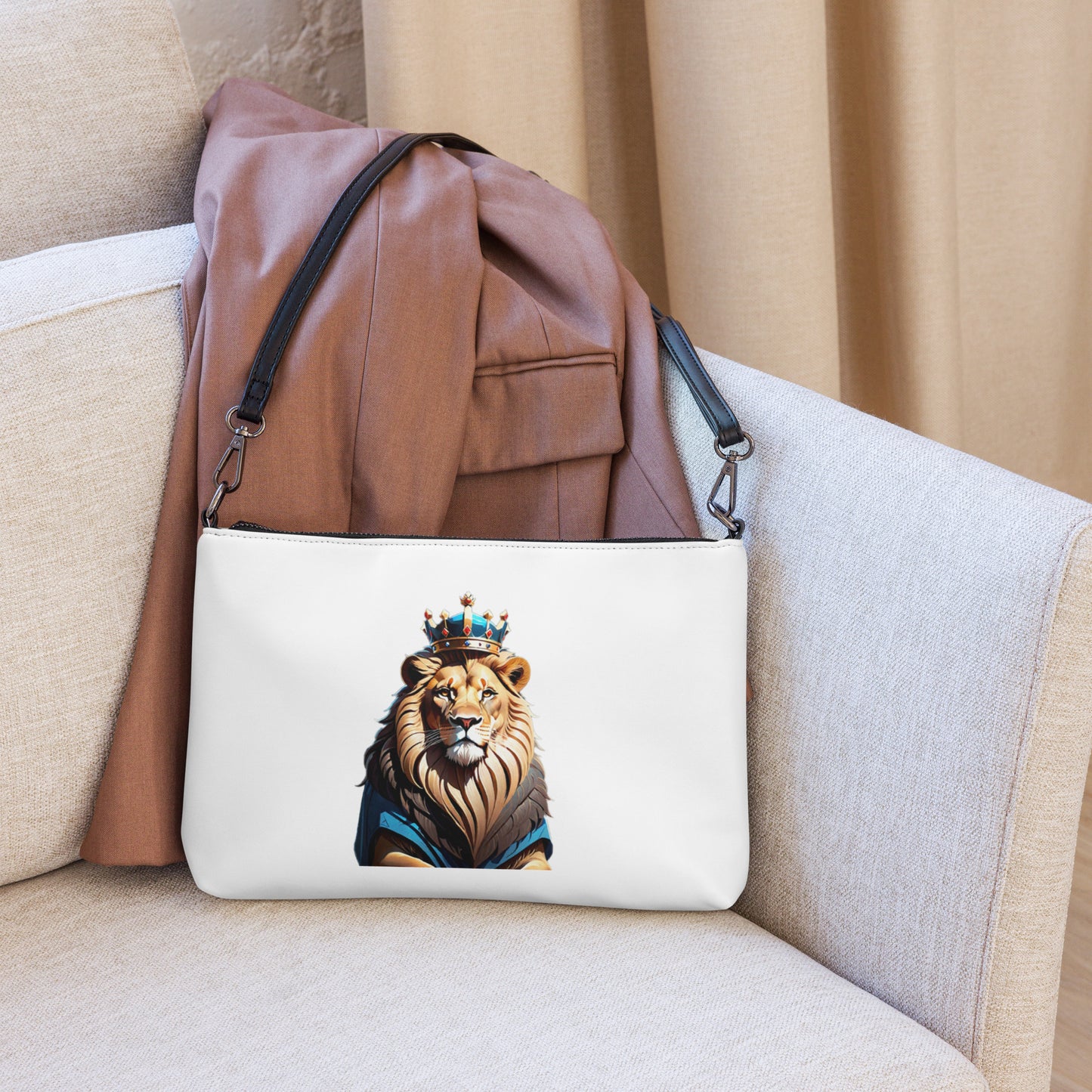 Crossbody bag - Lion with Blue Attire and Crown