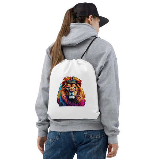 Drawstring bag - Lion with Colorful Mane and Crown
