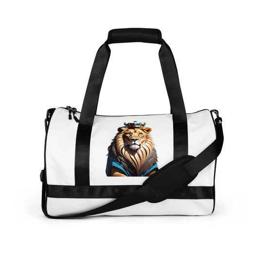 All-over print gym bag - Lion with Blue Attire and Crown