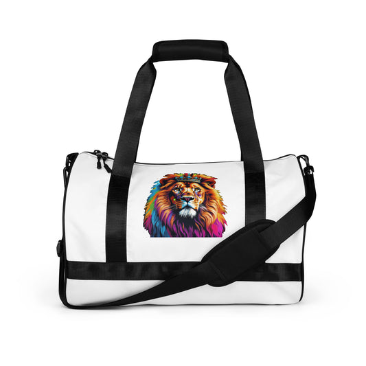 All-over print gym bag - Lion with Colorful Mane and Crown