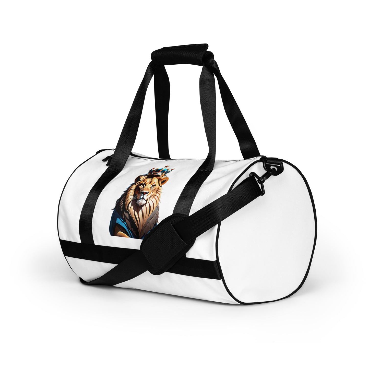 All-over print gym bag - Lion with Blue Attire and Crown