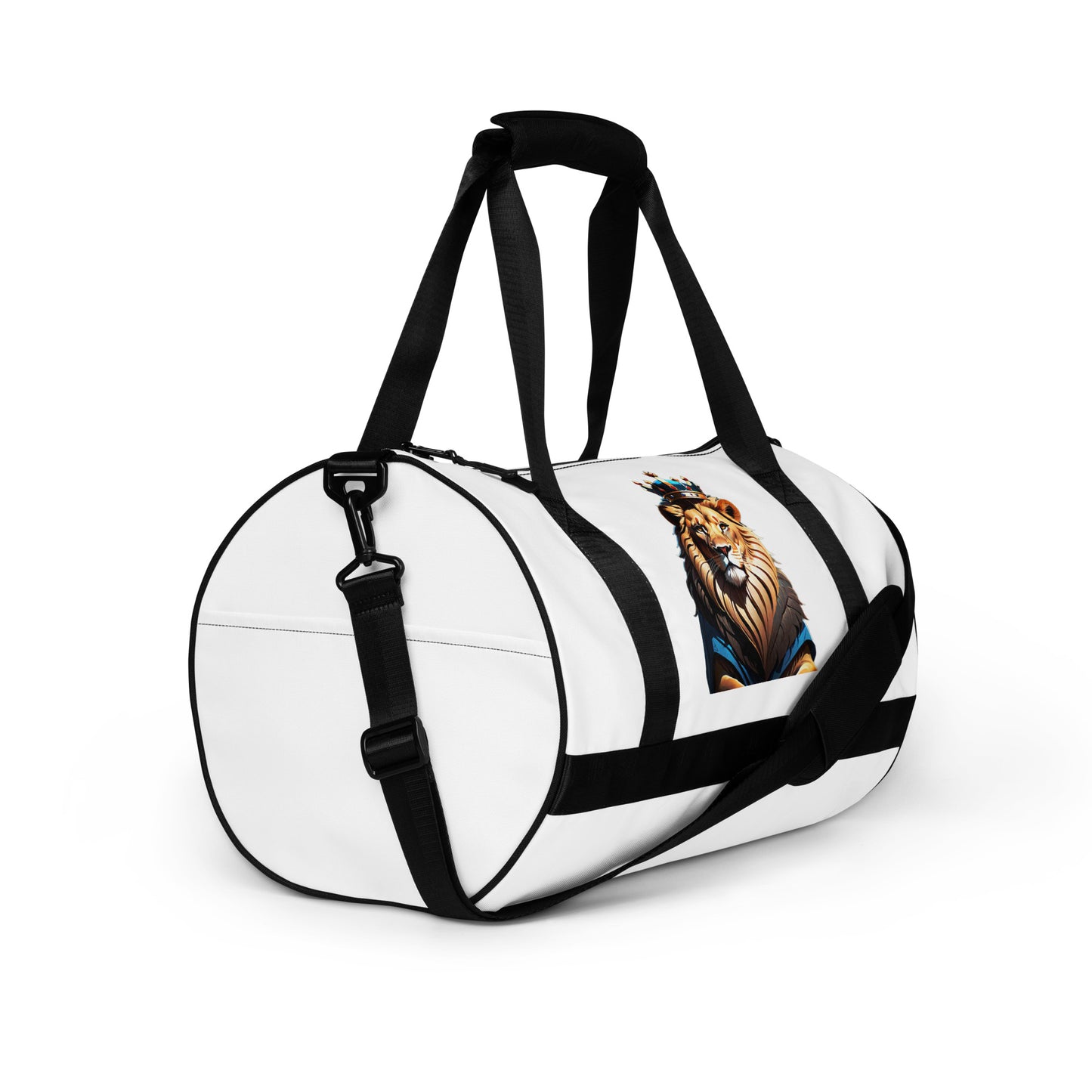 All-over print gym bag - Lion with Blue Attire and Crown