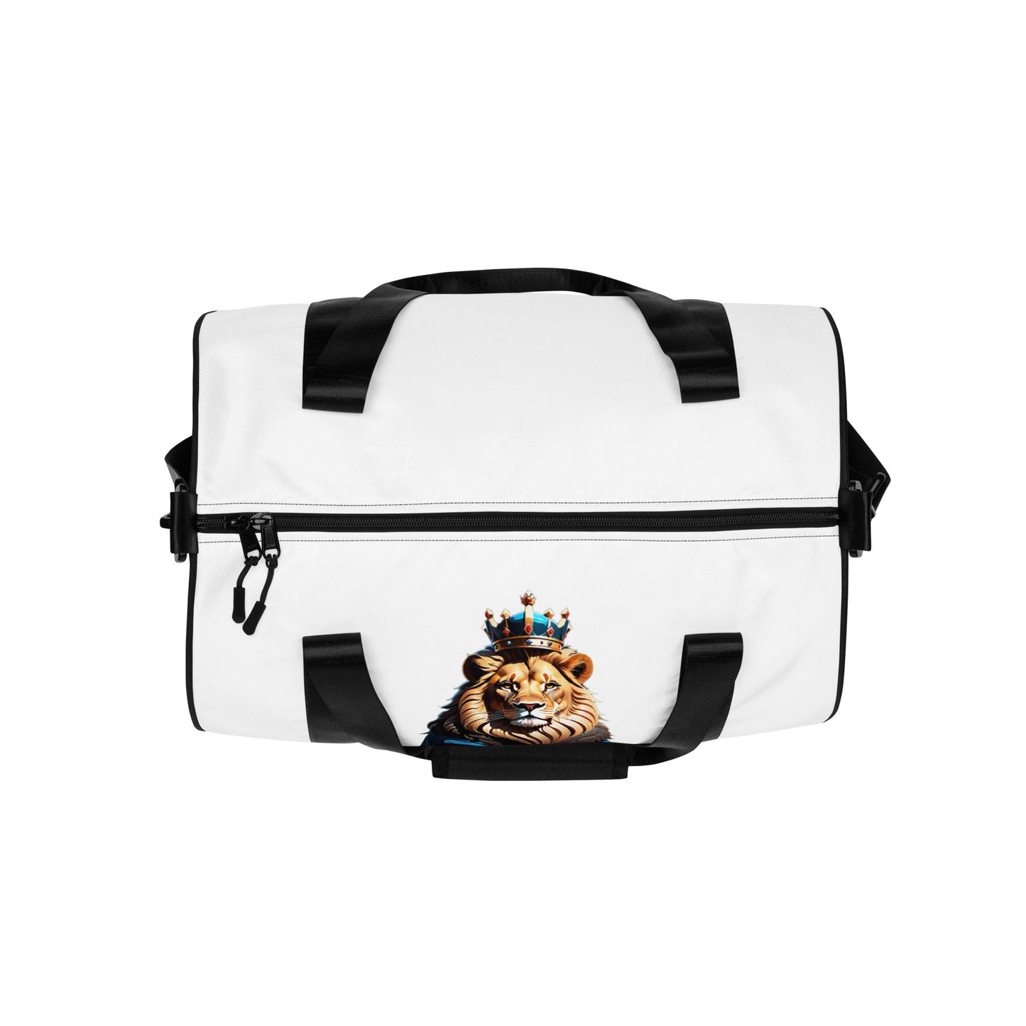 All-over print gym bag - Lion with Blue Attire and Crown