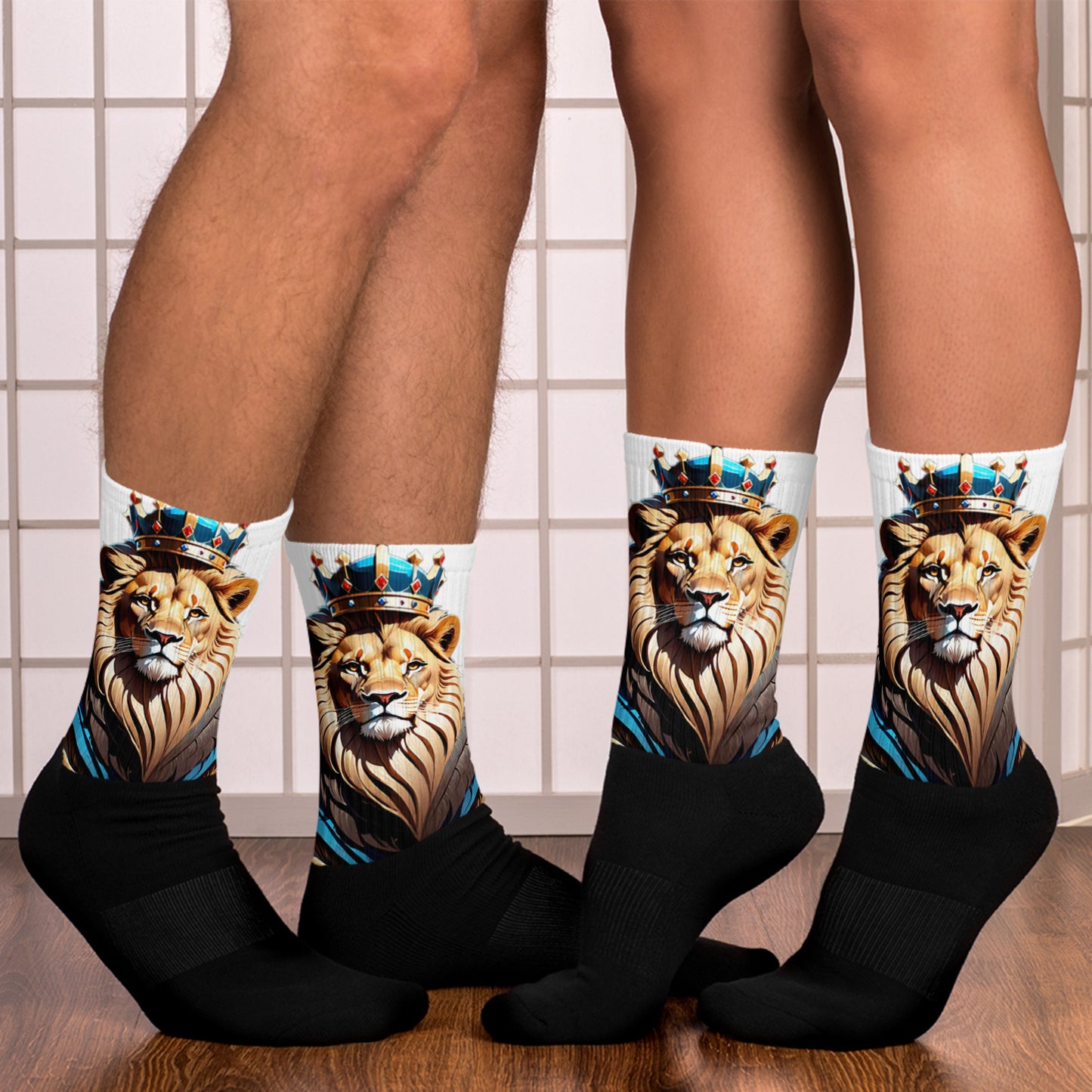 Socks - Lion with Blue Attire and Crown