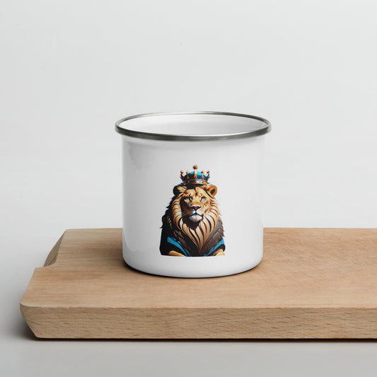 Enamel Mug - Lion with Blue Attire and Crown