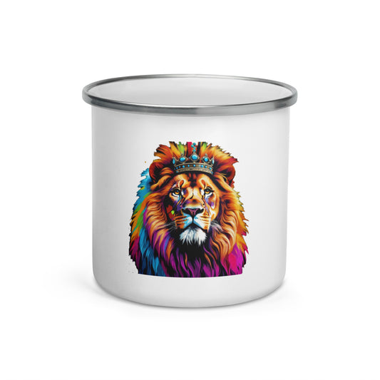 Enamel Mug - Lion with Colorful Mane and Crown