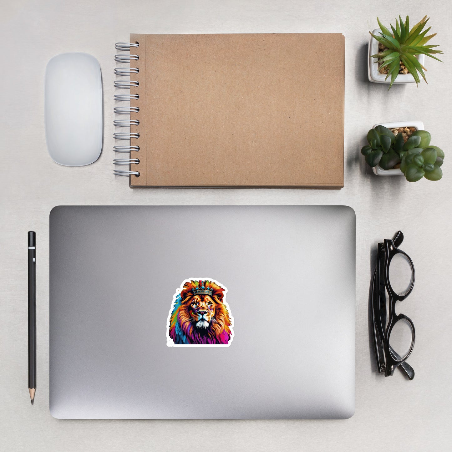 Bubble-free stickers - Lion with Colorful Mane and Crown