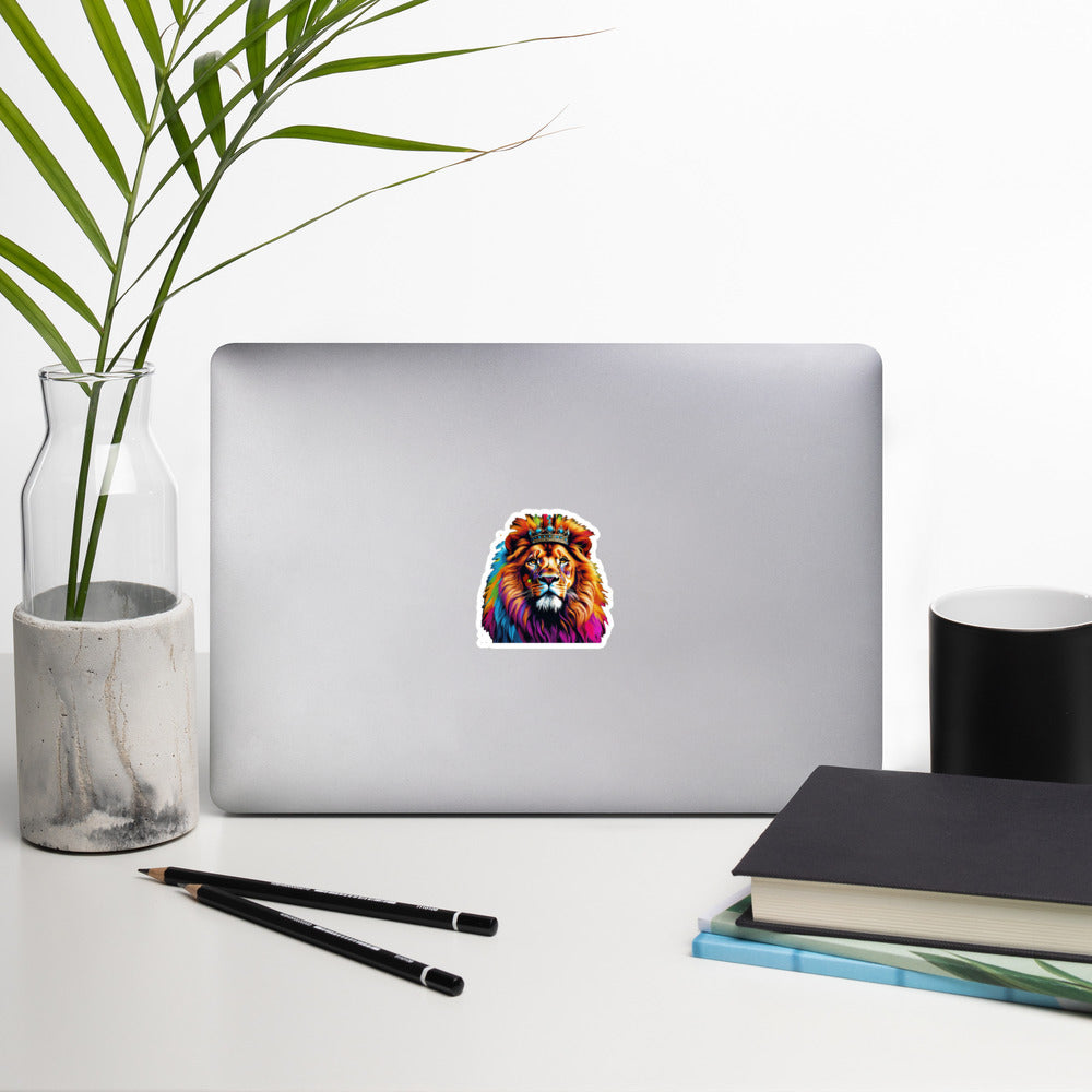 Bubble-free stickers - Lion with Colorful Mane and Crown