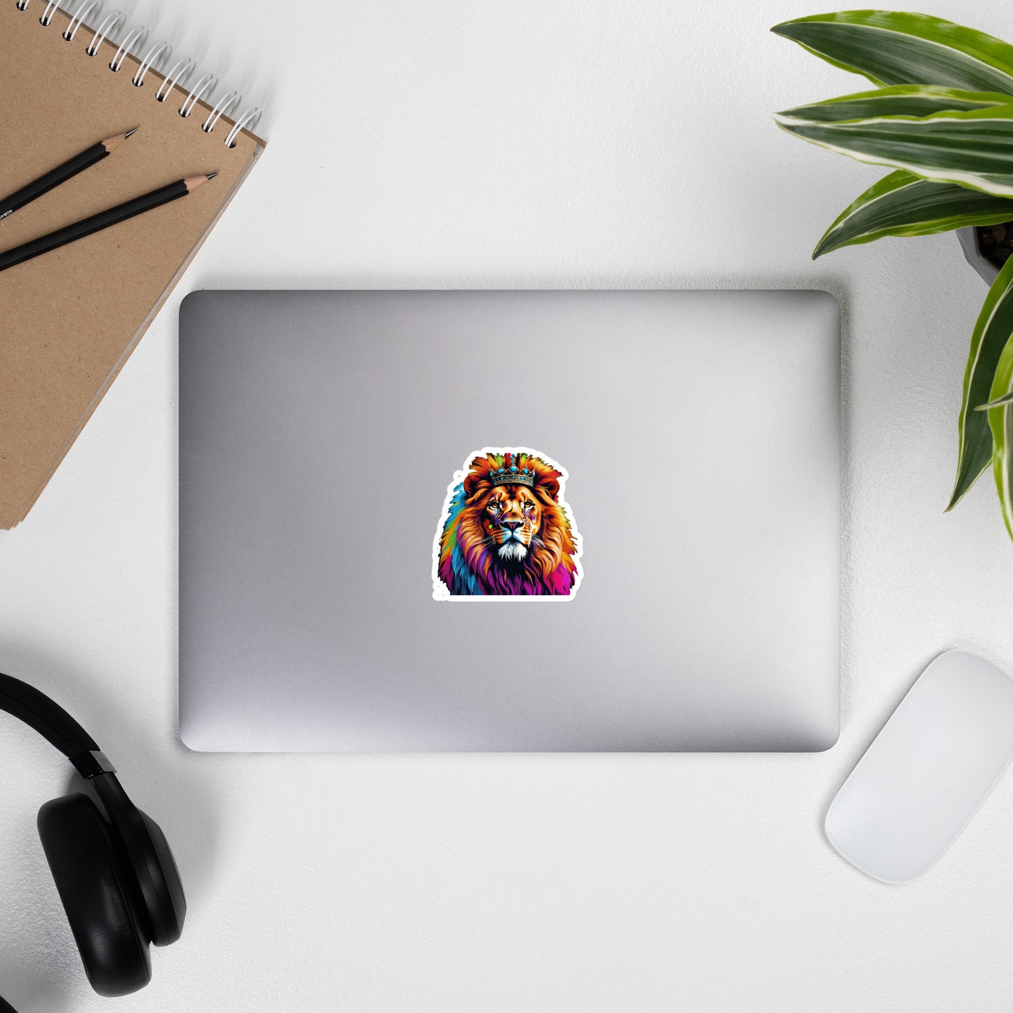 Bubble-free stickers - Lion with Colorful Mane and Crown