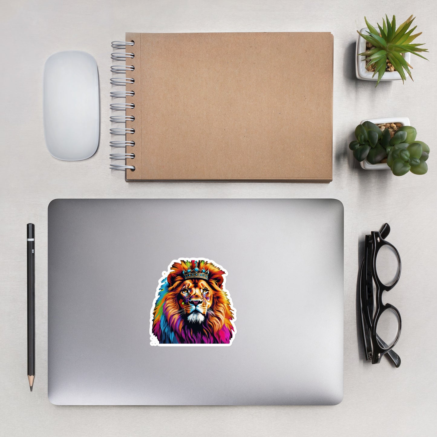 Bubble-free stickers - Lion with Colorful Mane and Crown