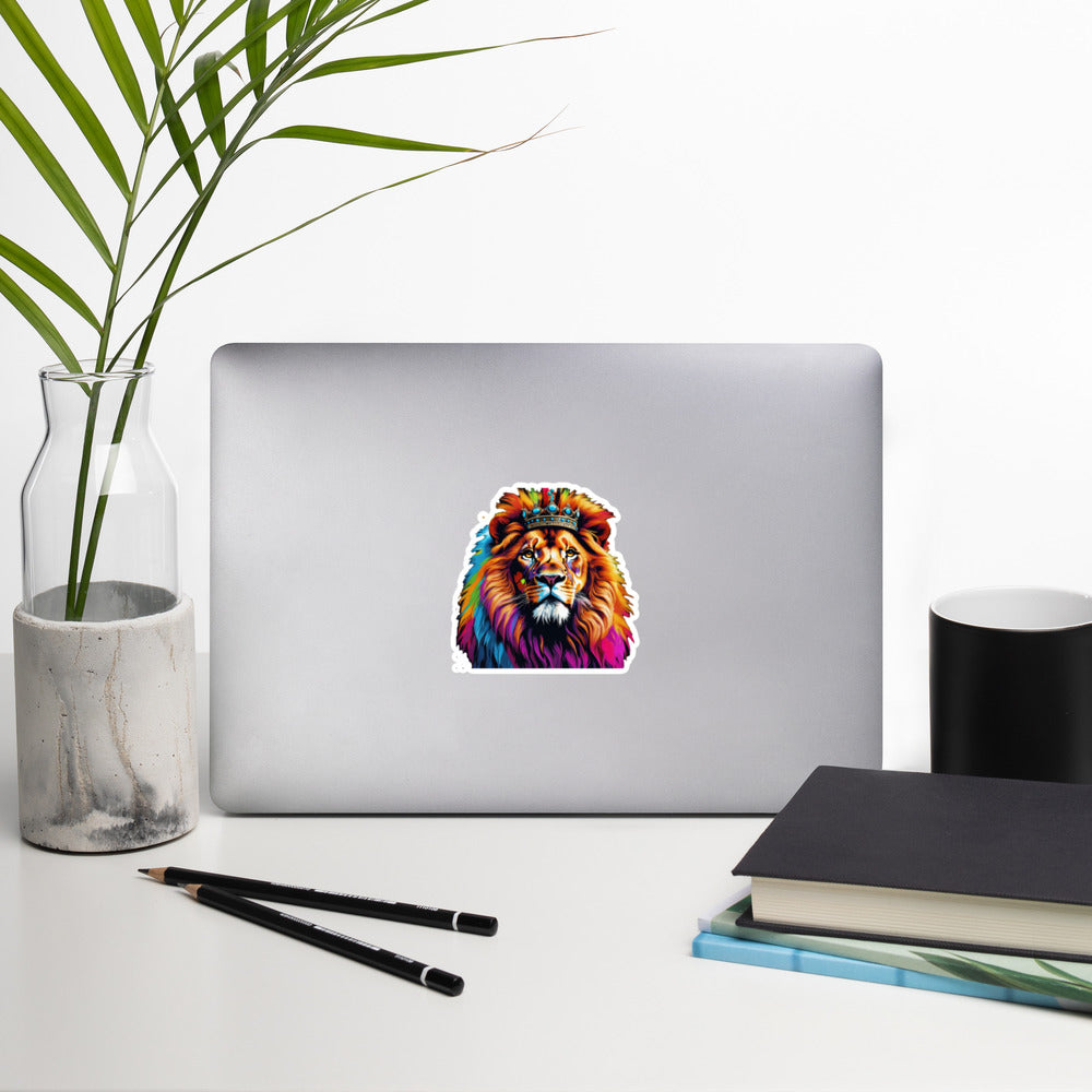 Bubble-free stickers - Lion with Colorful Mane and Crown