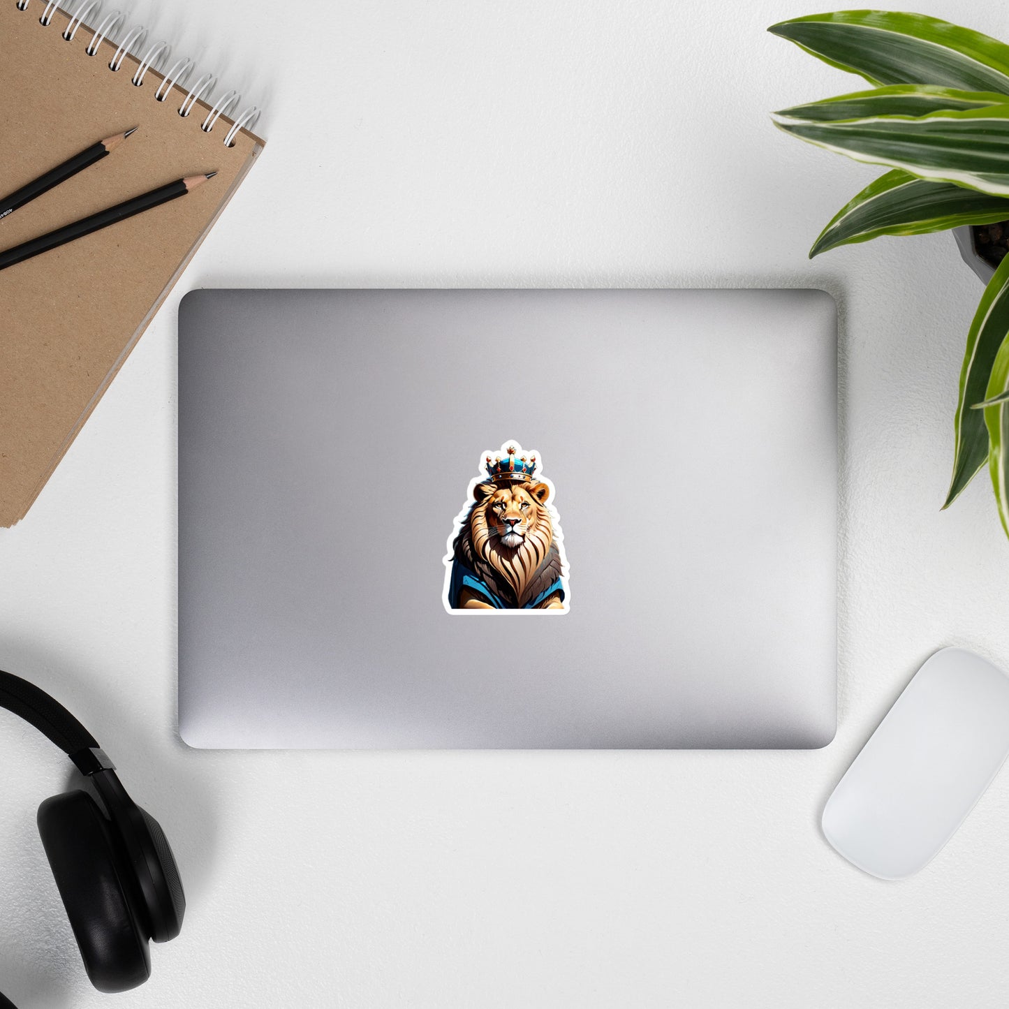 Bubble-free stickers - Lion with Blue Attire and Crown