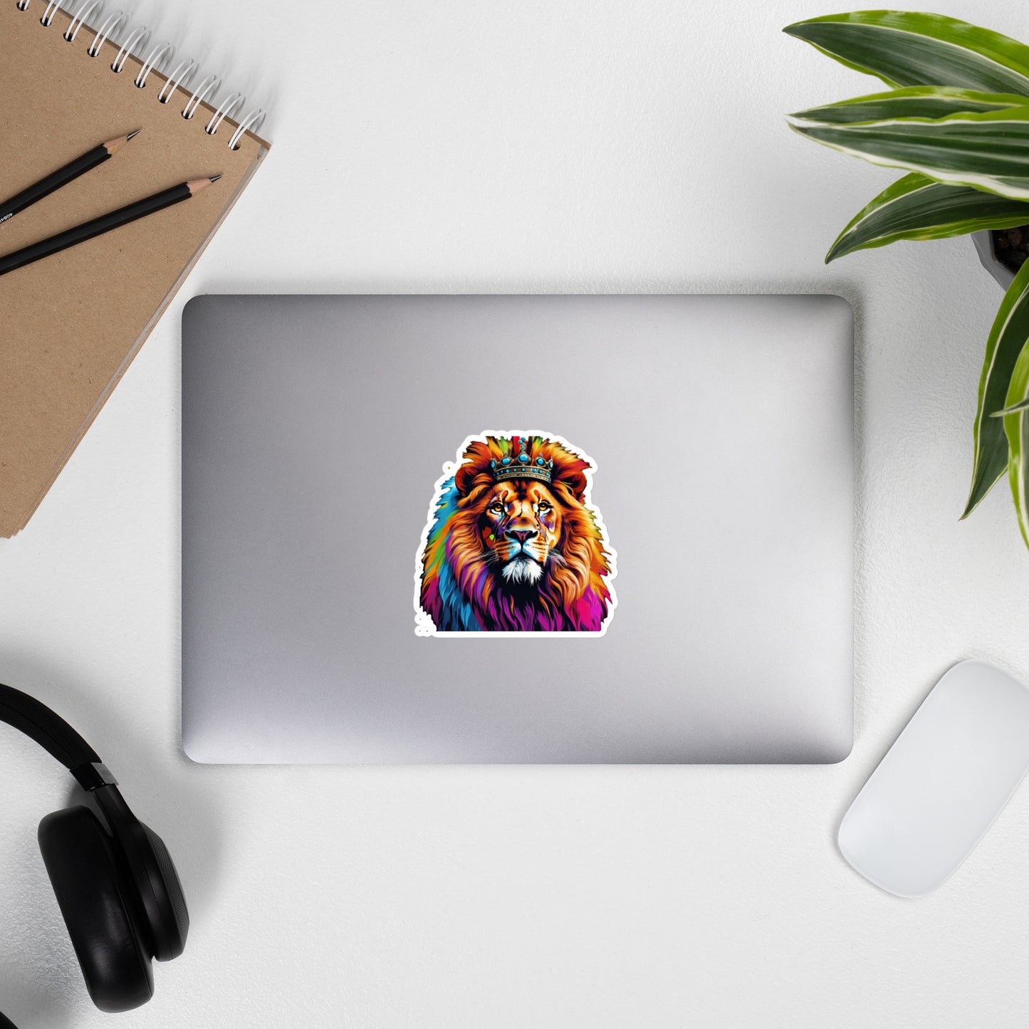 Bubble-free stickers - Lion with Colorful Mane and Crown