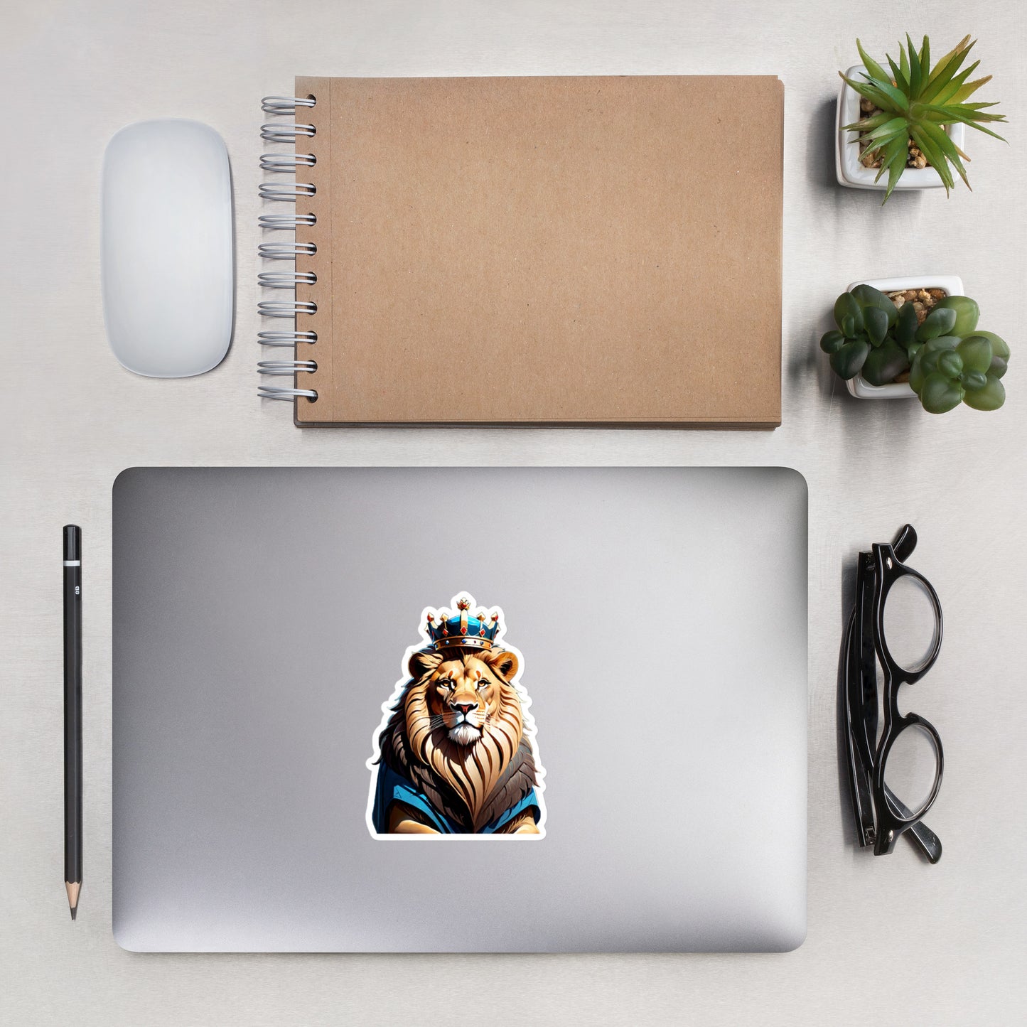 Bubble-free stickers - Lion with Blue Attire and Crown