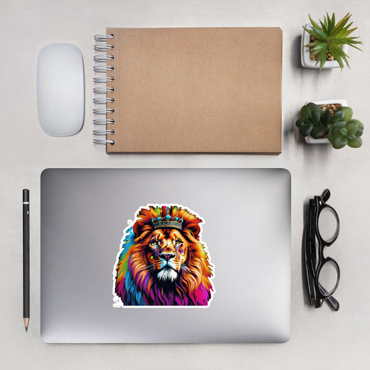 Bubble-free stickers - Lion with Colorful Mane and Crown