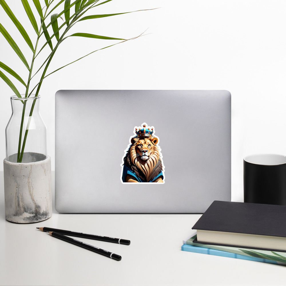 Bubble-free stickers - Lion with Blue Attire and Crown