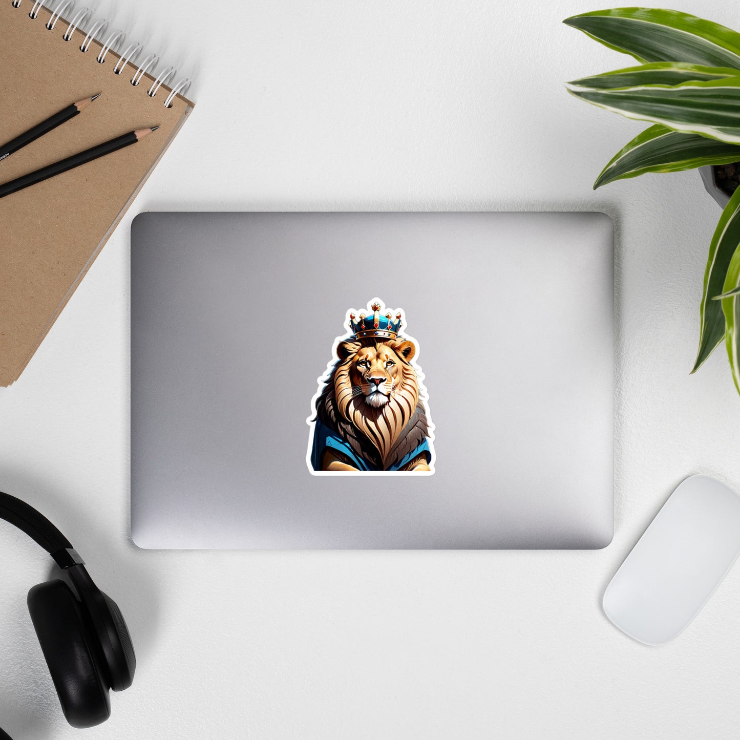 Bubble-free stickers - Lion with Blue Attire and Crown