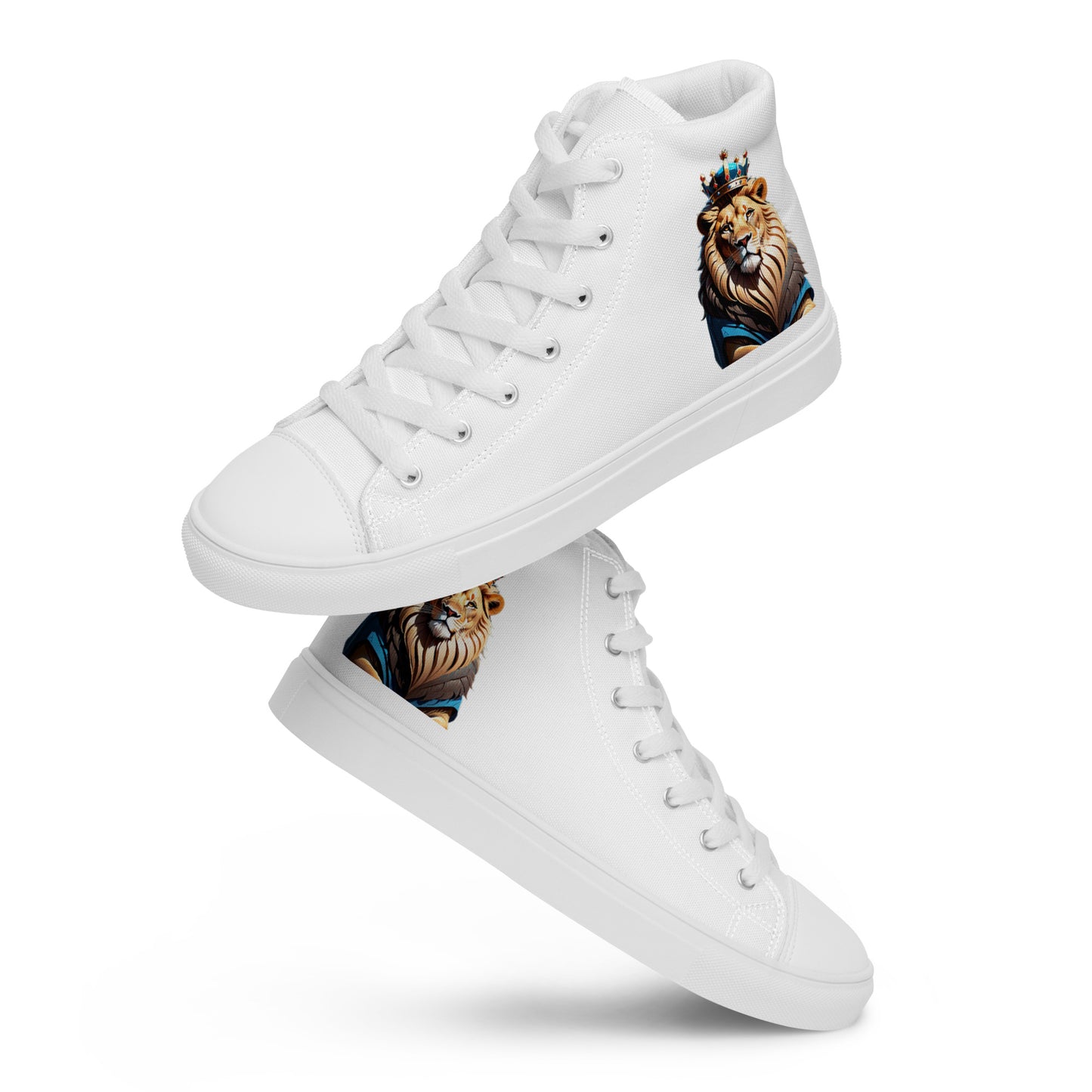 Men’s high top canvas shoes - Lion with Blue Attire with Crown