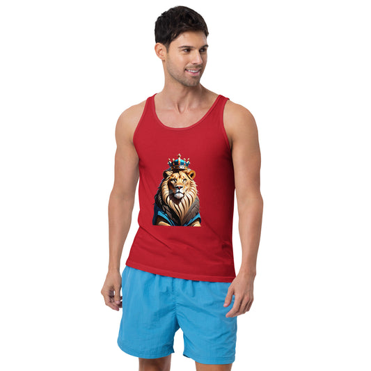 Men's Tank Top - Lion with Blue Attire and Crown