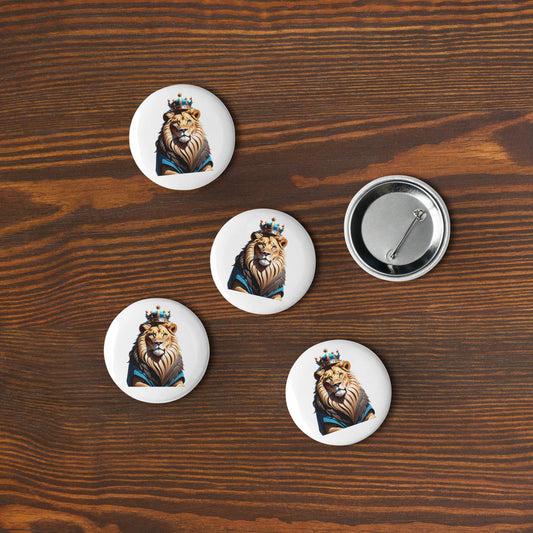 Set of pin buttons - Lion with Blue Attire and Crown