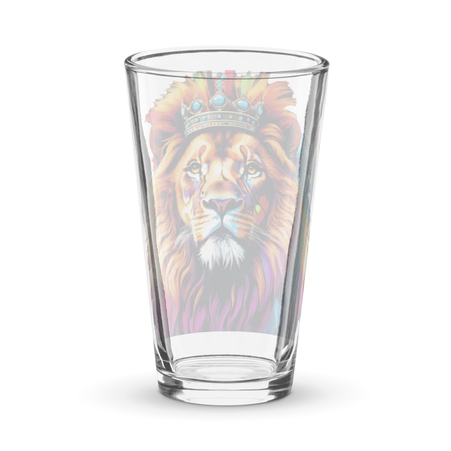 Shaker pint glass - Lion with Colorful Mane and Crown