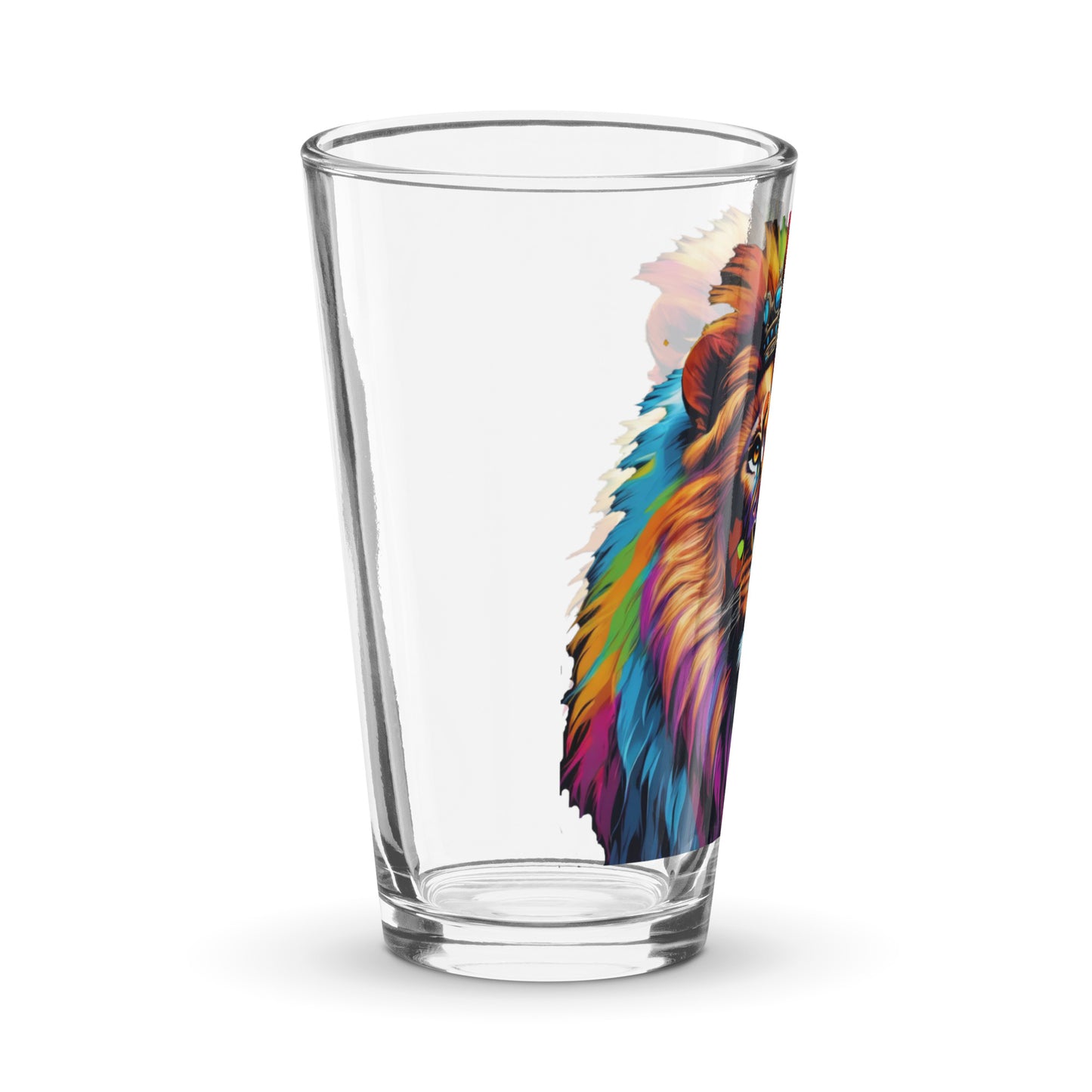 Shaker pint glass - Lion with Colorful Mane and Crown