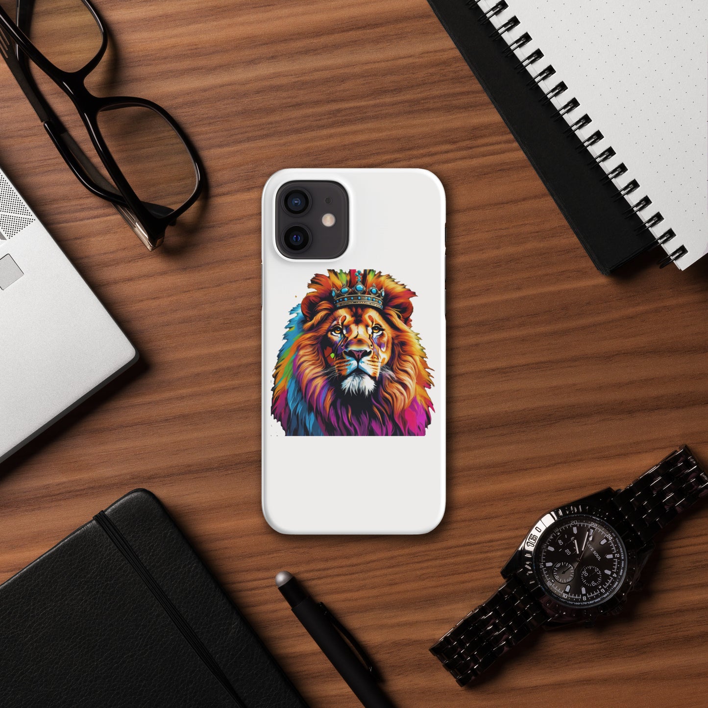 Snap case for iPhone® - Lion with Colorful Mane and Crown