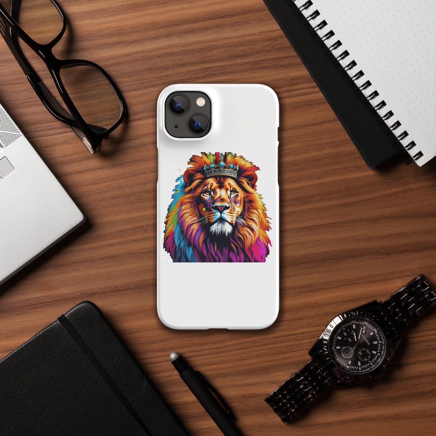 Snap case for iPhone® - Lion with Colorful Mane and Crown