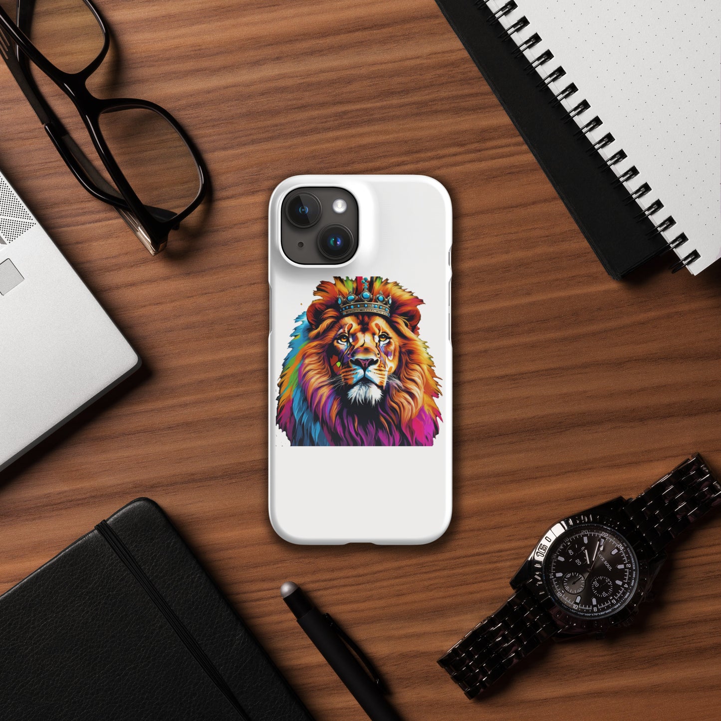 Snap case for iPhone® - Lion with Colorful Mane and Crown