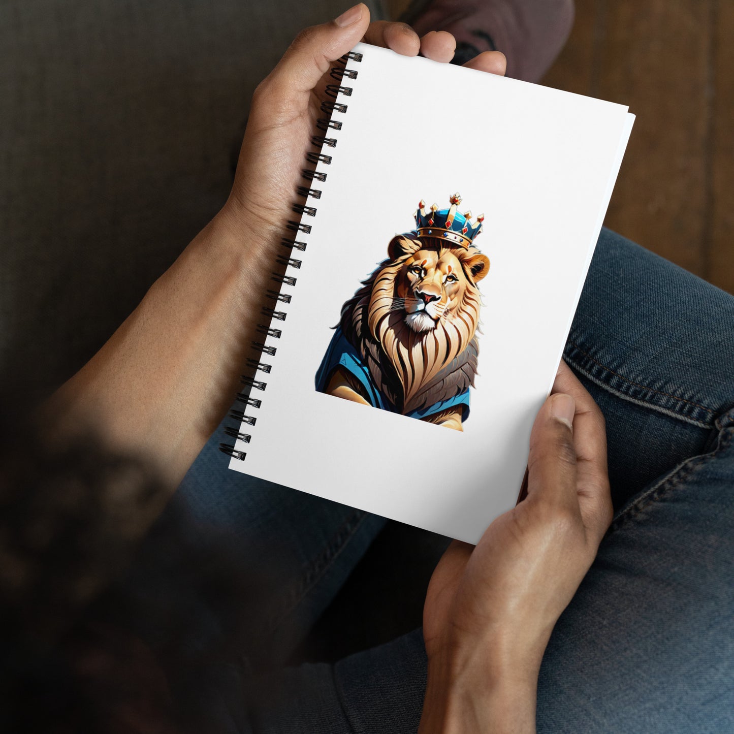 Spiral notebook - Lion with Blue Attire and Crown