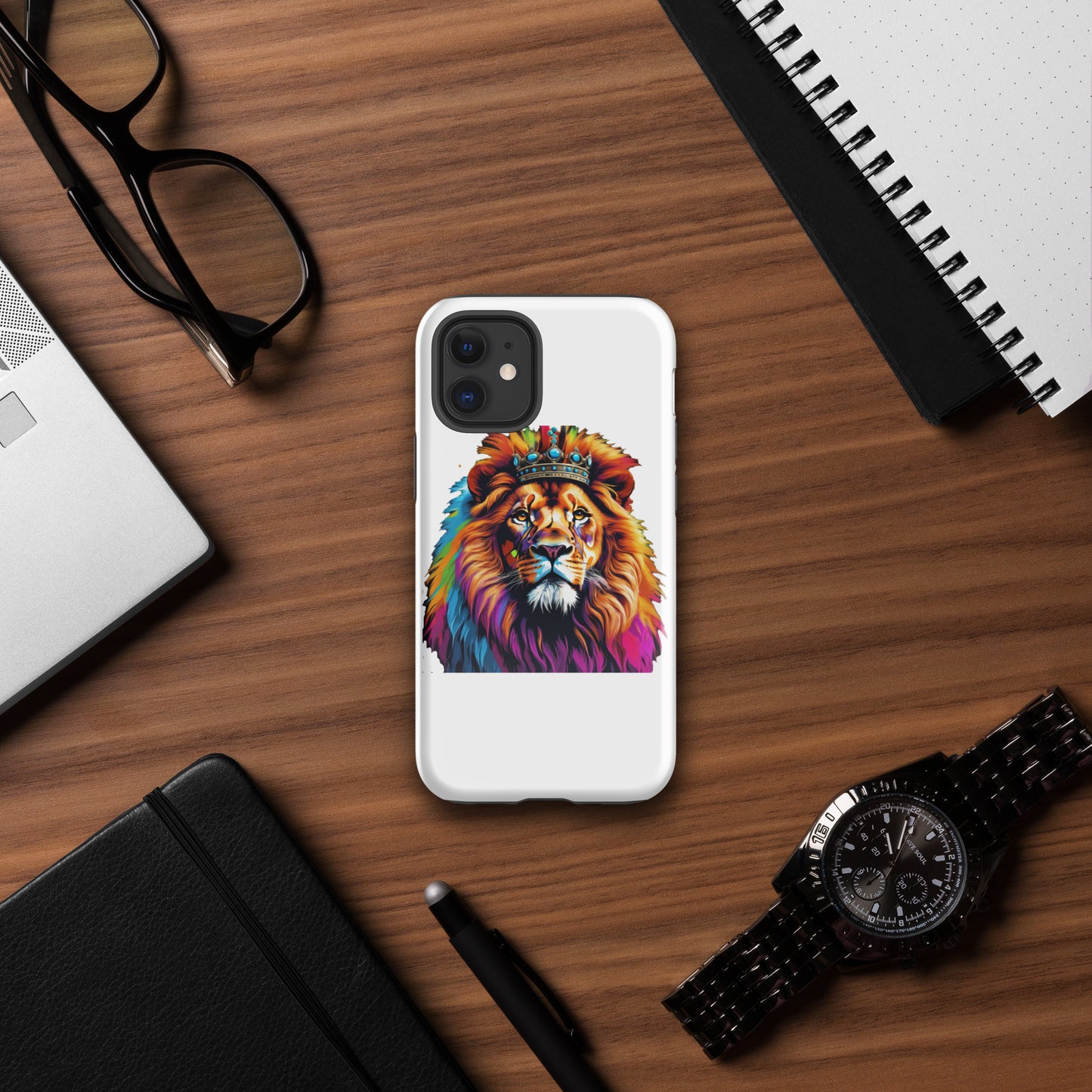 Tough Case for iPhone® - Lion with Colorful Mane and Crown