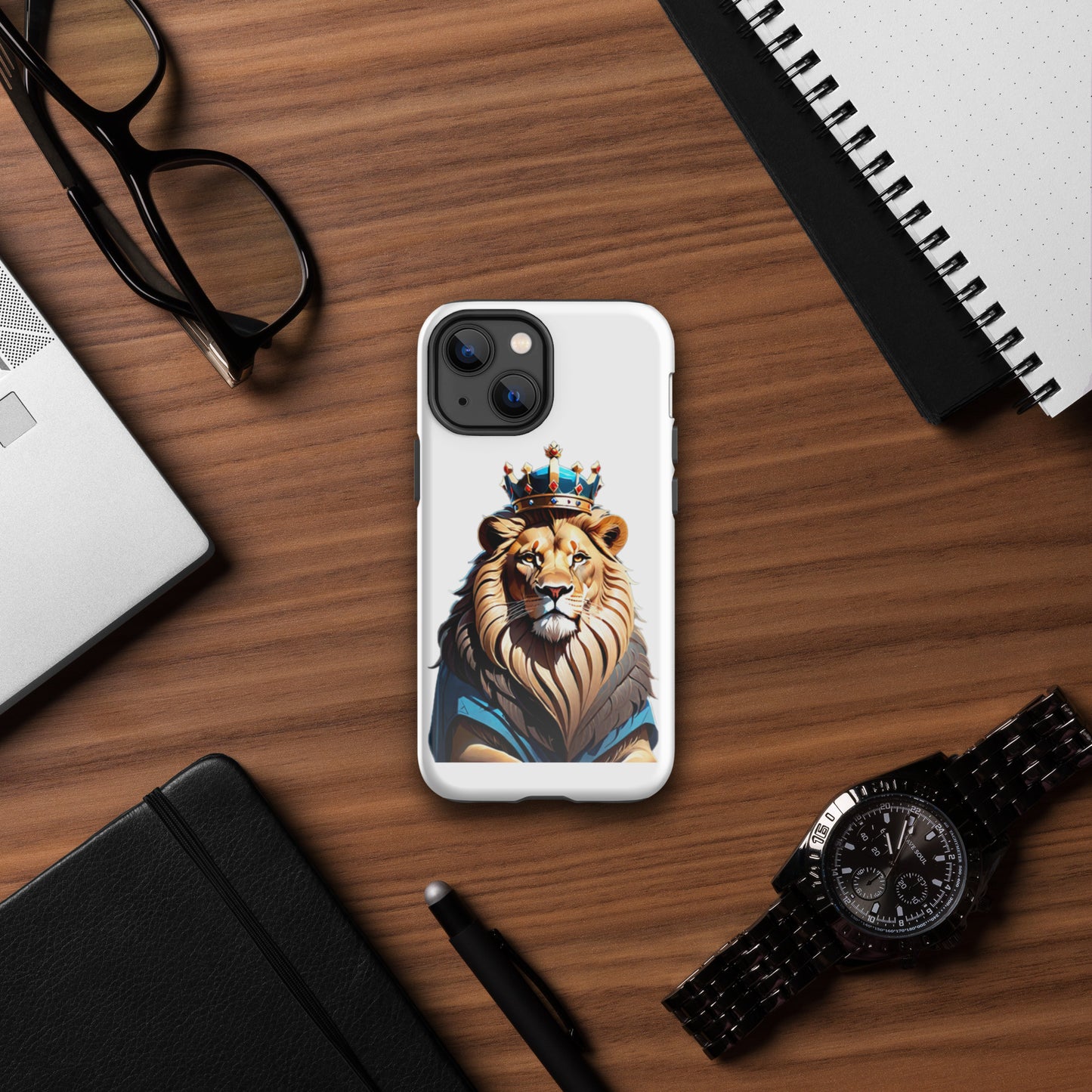 Tough Case for iPhone® - Lion with Blue Attire and Crown