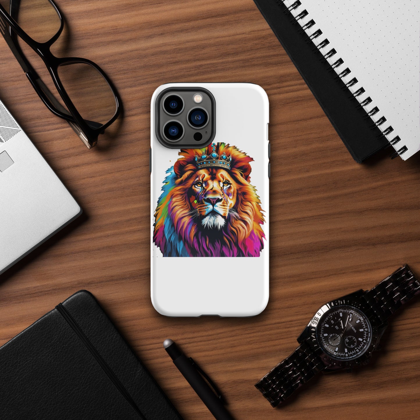 Tough Case for iPhone® - Lion with Colorful Mane and Crown