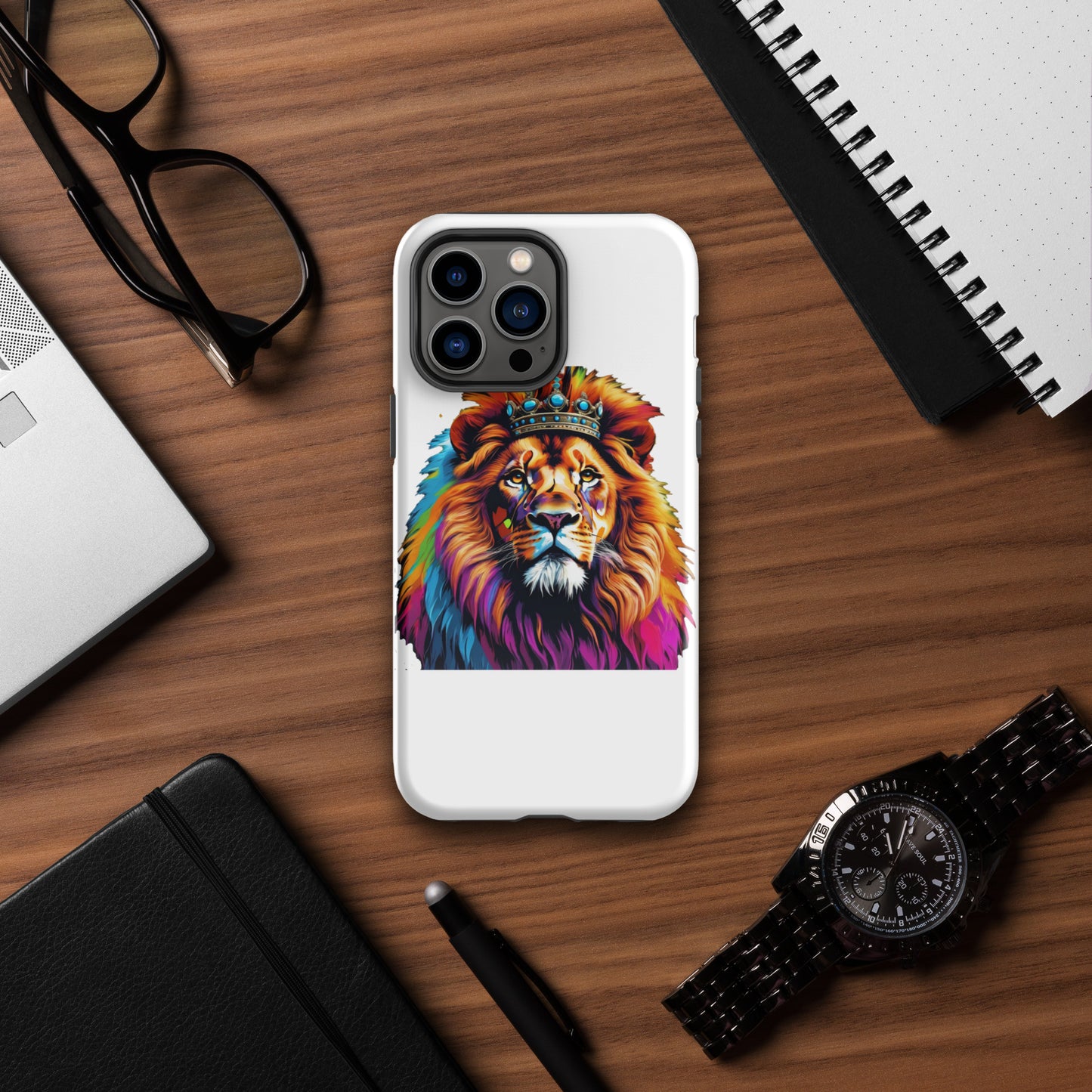 Tough Case for iPhone® - Lion with Colorful Mane and Crown