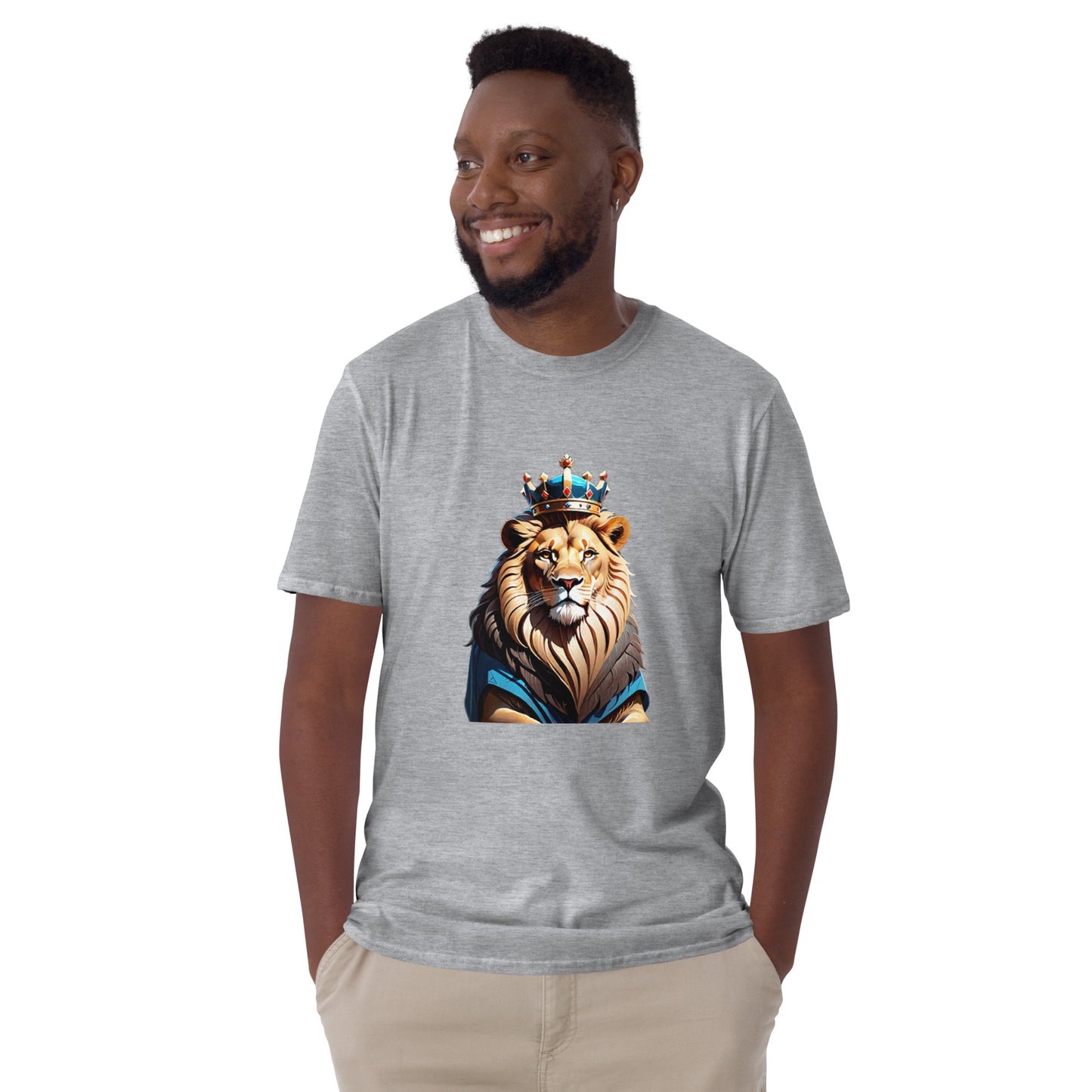 Short-Sleeve Unisex T-Shirt - Lion with Blue Attire and Crown