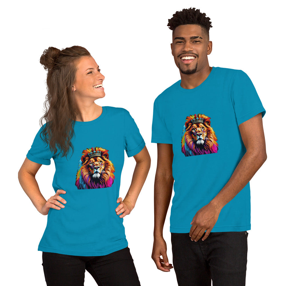 Unisex t-shirt - Lion with Colorful Mane and Crown