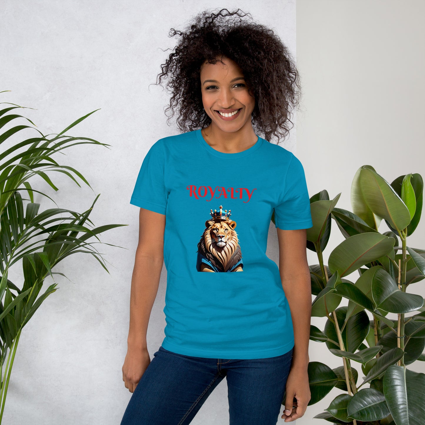 Unisex t-shirt - "ROYALTY" Lion with Blue Attire and Crown