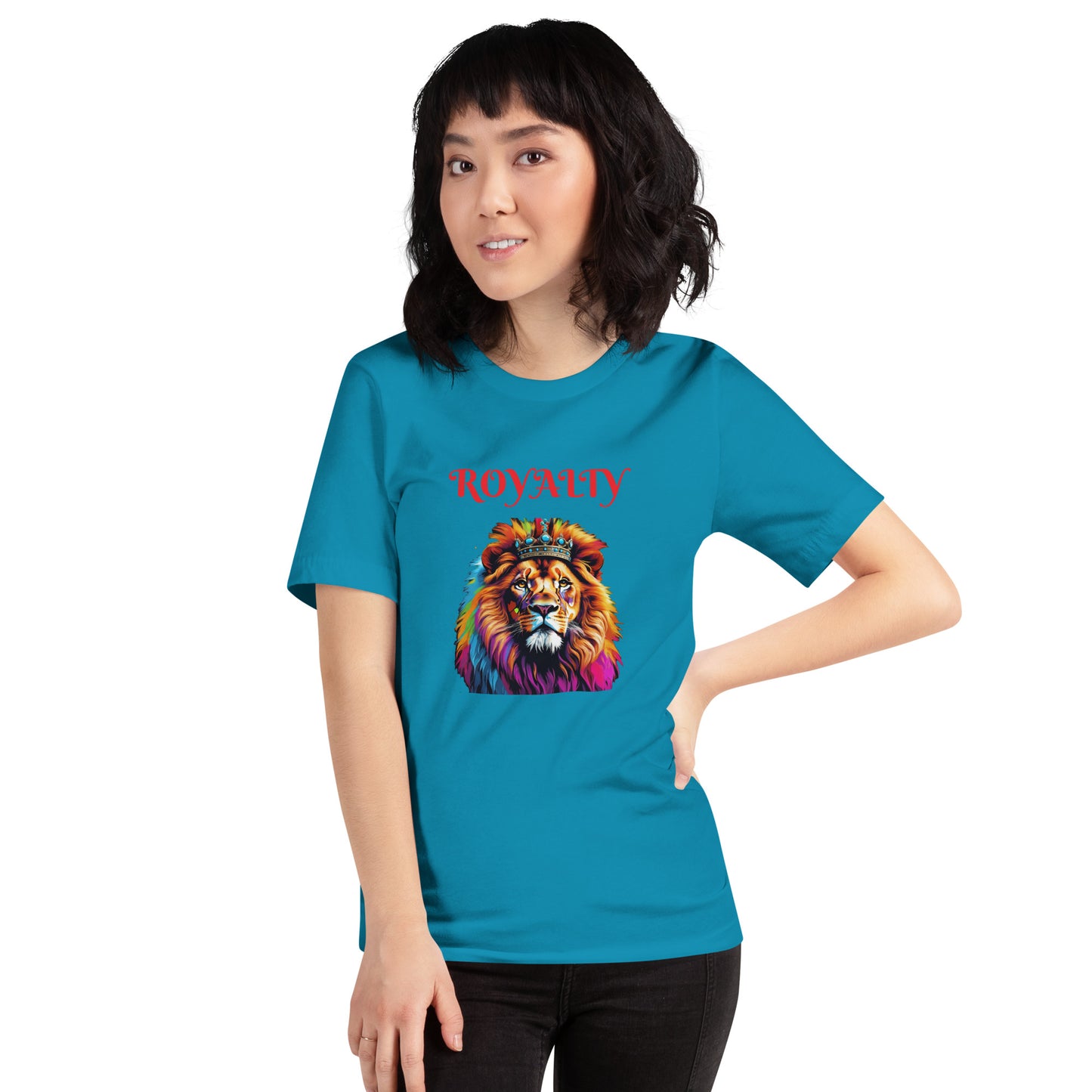 Unisex t-shirt - "ROYALTY" Lion with Colorful Mane and Crown