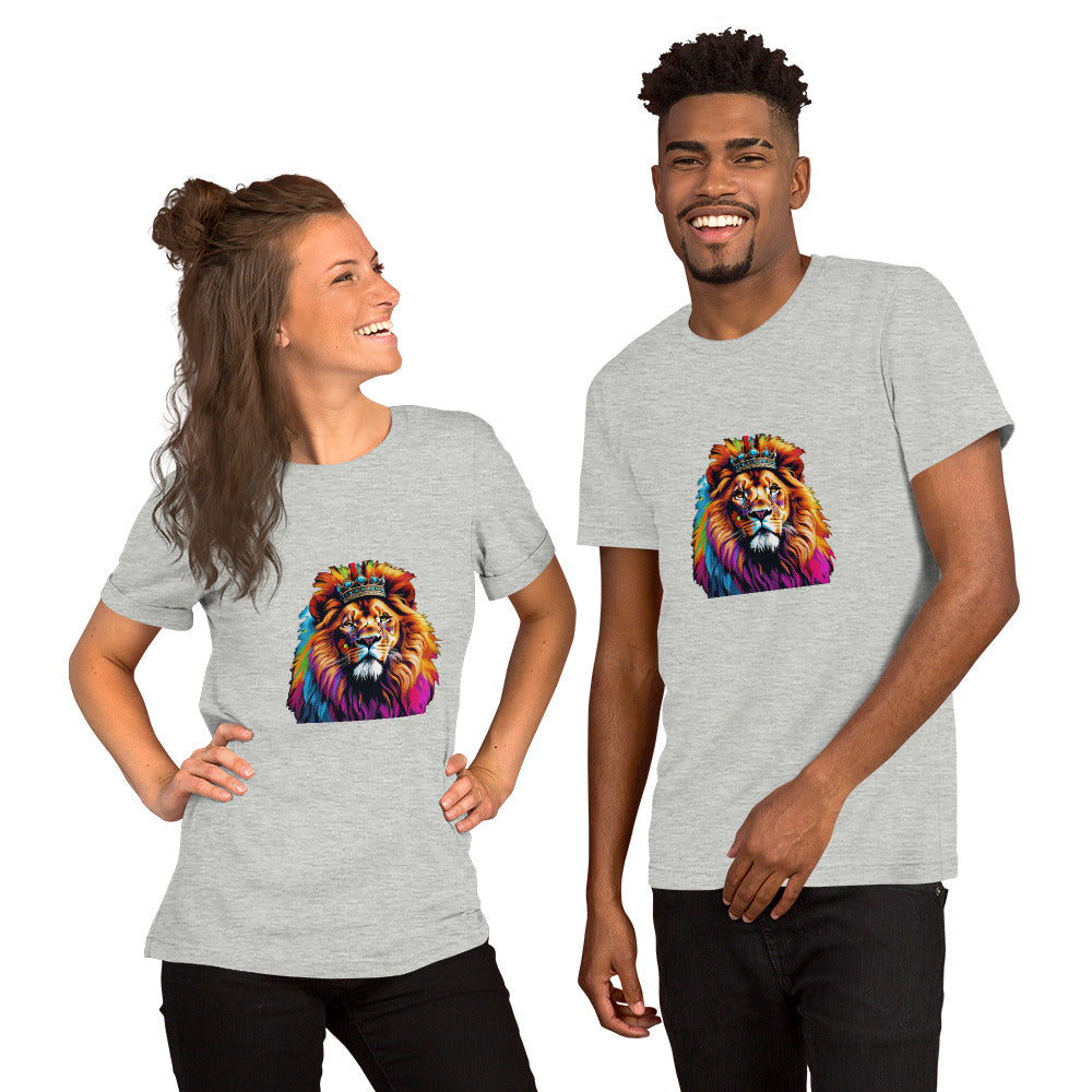 Unisex t-shirt - Lion with Colorful Mane and Crown