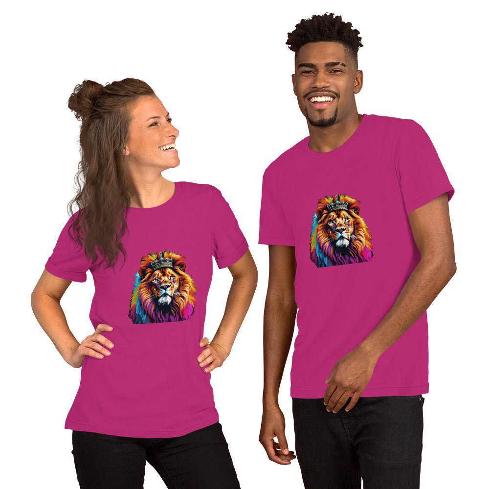 Unisex t-shirt - Lion with Colorful Mane and Crown