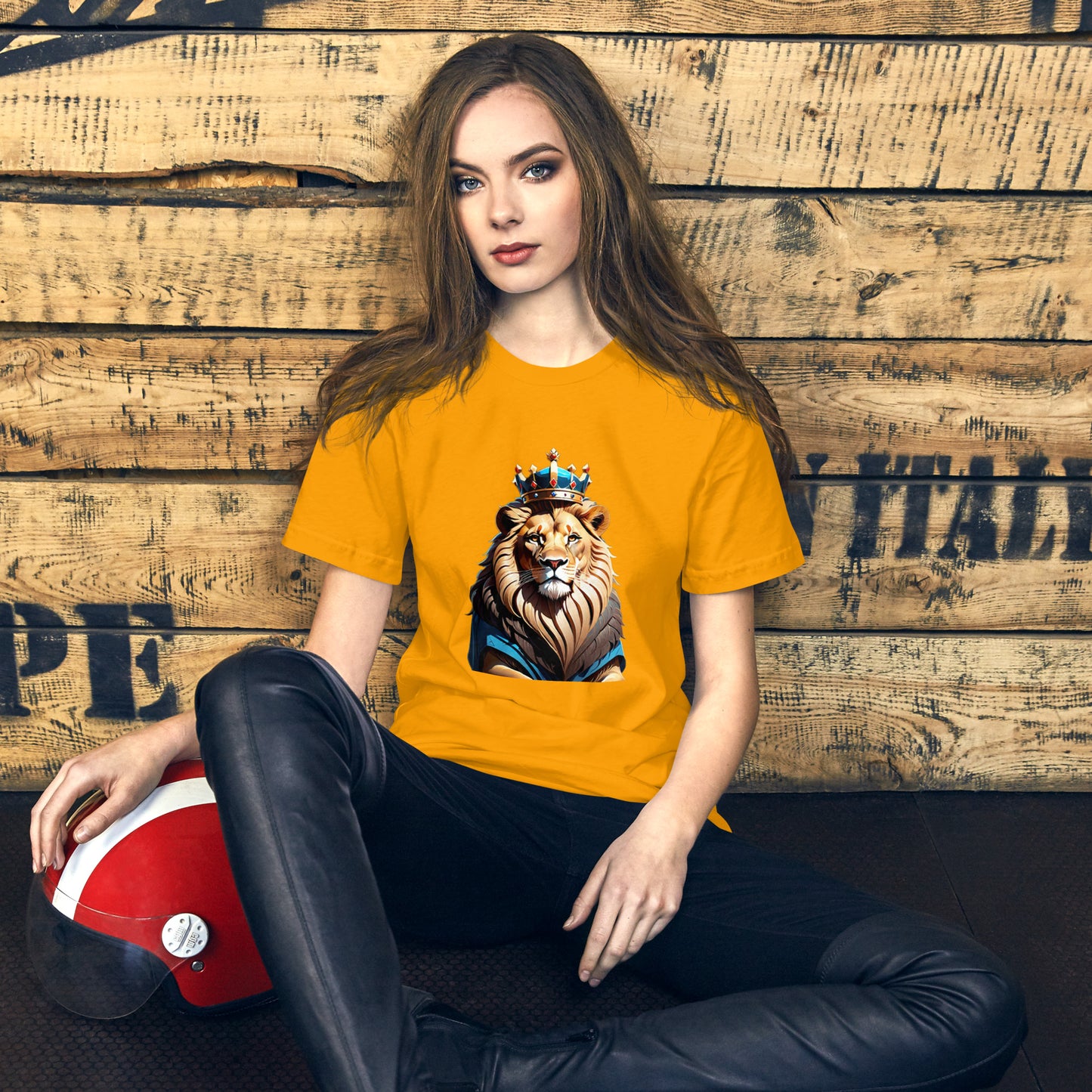 Unisex t-shirt - Lion with Blue Attire and Crown