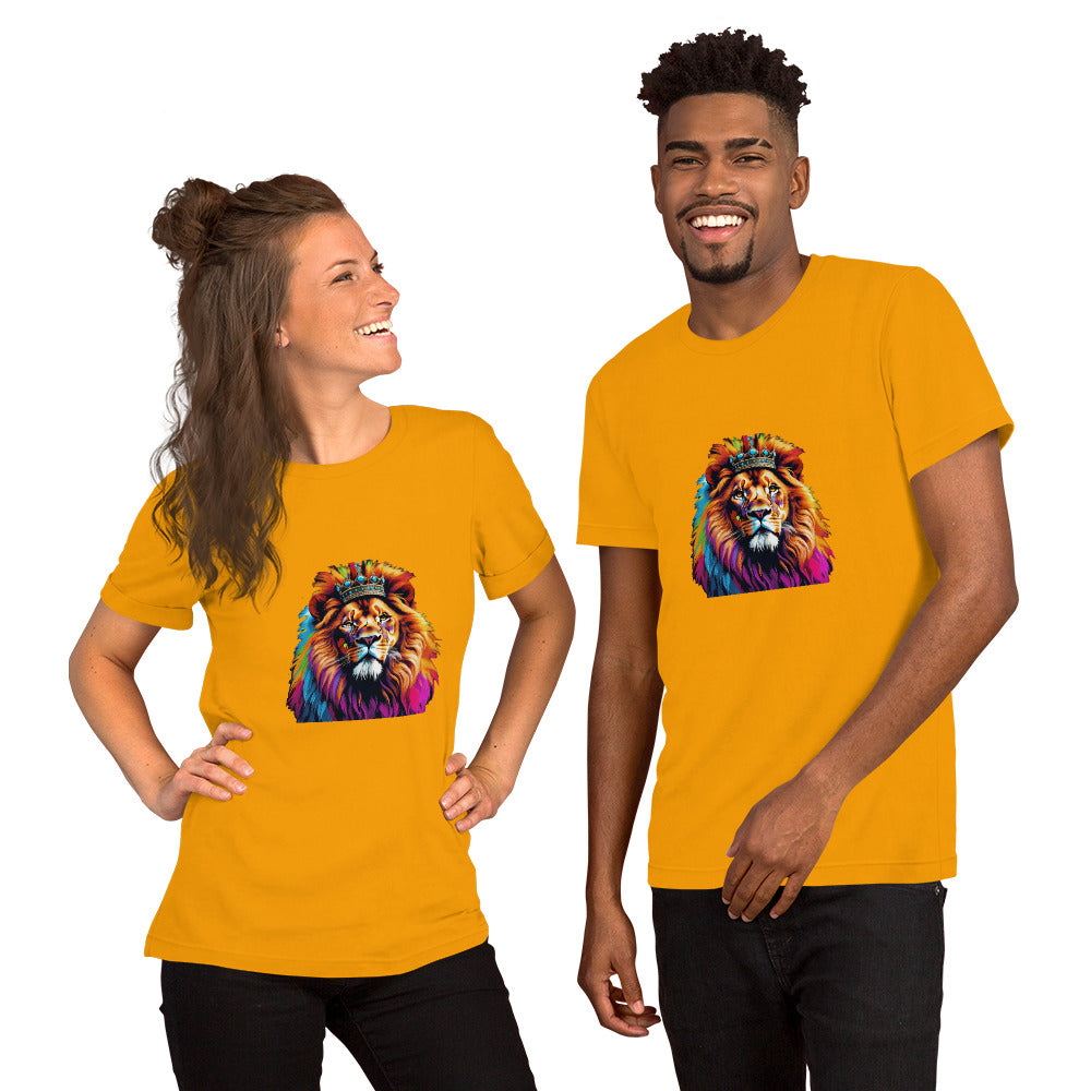 Unisex t-shirt - Lion with Colorful Mane and Crown