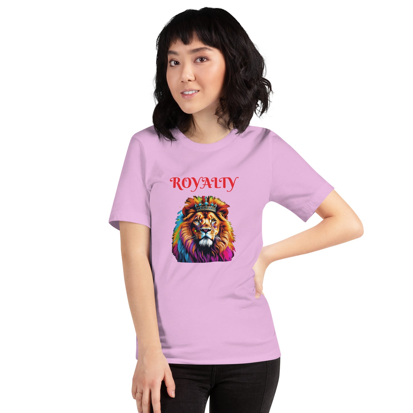 Unisex t-shirt - "ROYALTY" Lion with Colorful Mane and Crown