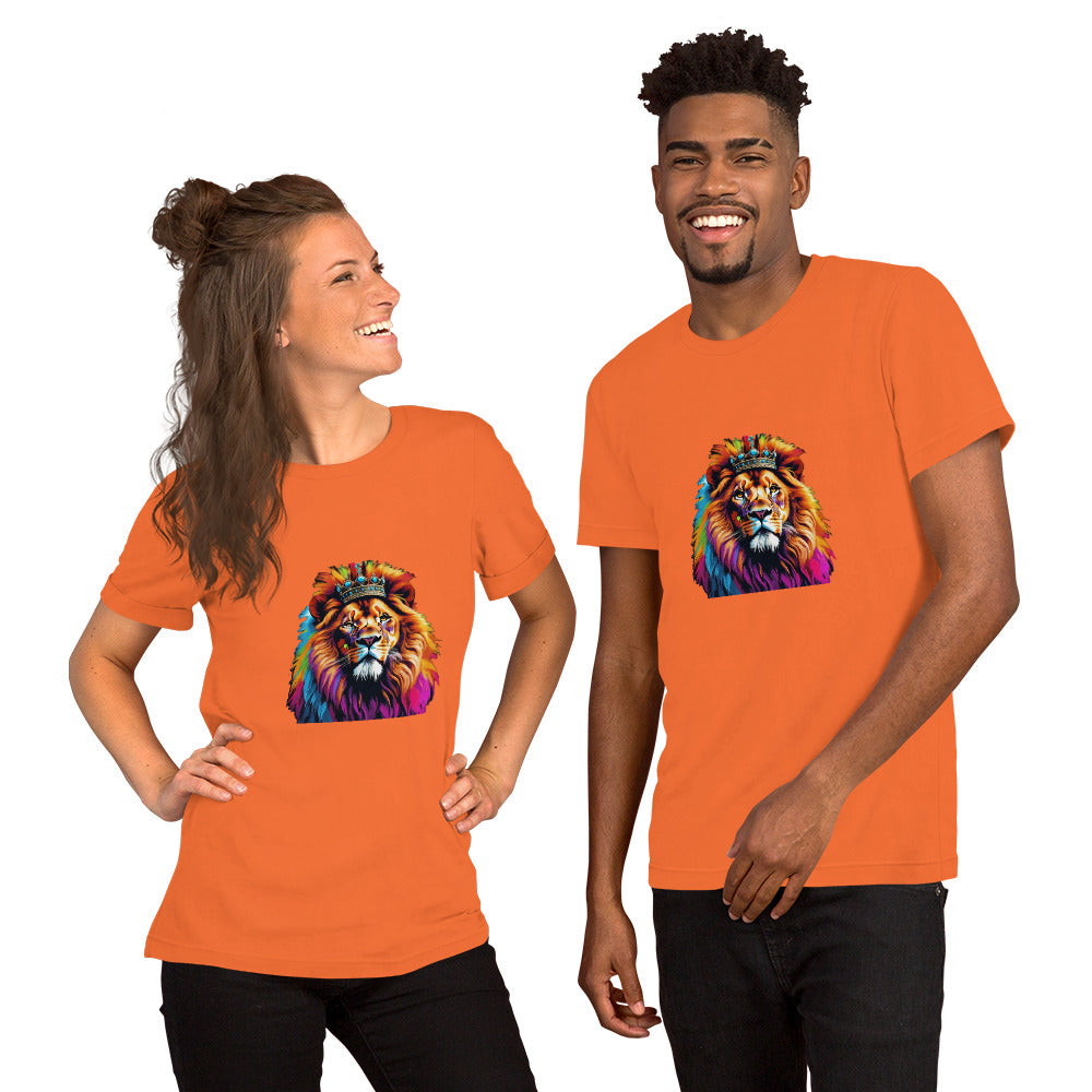 Unisex t-shirt - Lion with Colorful Mane and Crown