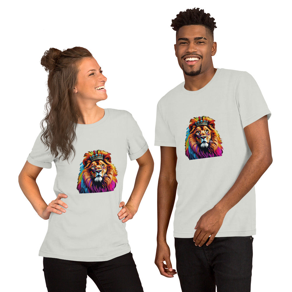 Unisex t-shirt - Lion with Colorful Mane and Crown