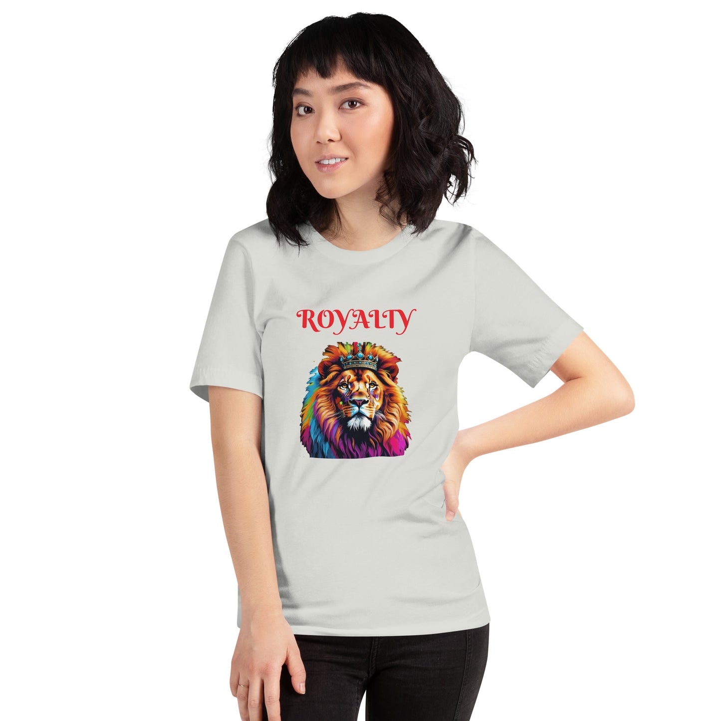 Unisex t-shirt - "ROYALTY" Lion with Colorful Mane and Crown