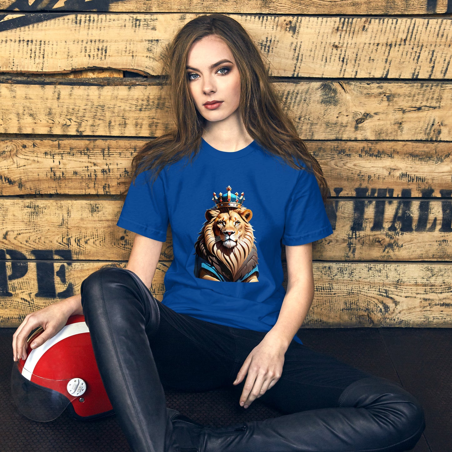 Unisex t-shirt - Lion with Blue Attire and Crown