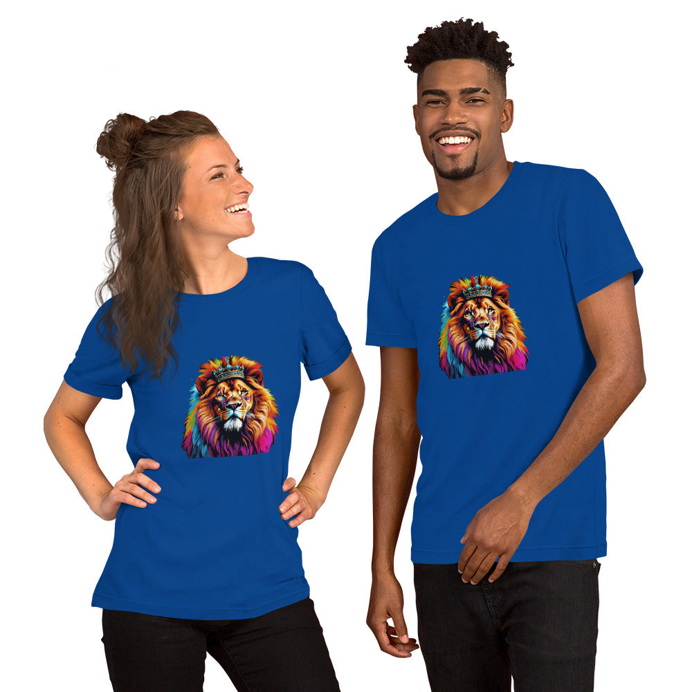 Unisex t-shirt - Lion with Colorful Mane and Crown