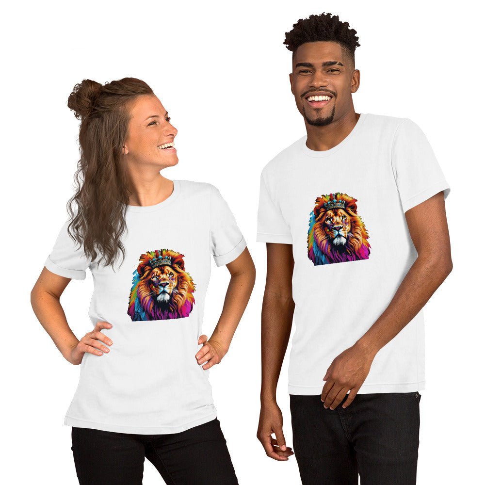 Unisex t-shirt - Lion with Colorful Mane and Crown